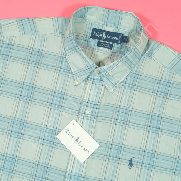 Polo Ralph Lauren Other - Vintage Polo Ralph Lauren Shirt Mens XL Blue Plaid Blaire Short Sleeve New